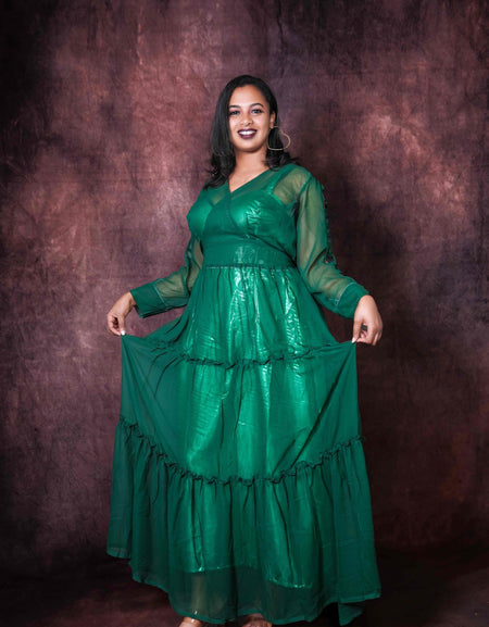 CHIFFON – Dark Green | CRISS CROSS HAND SLAVE