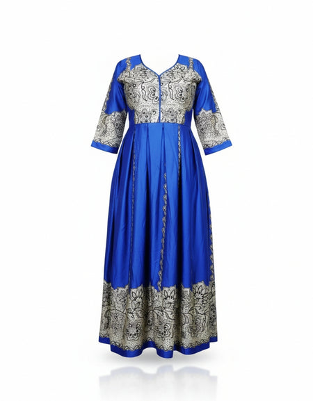 Blue Pattern Chiffon Dress